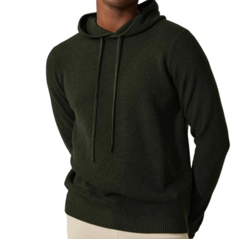 100% Merino Wool Good Man Brand Deep Green Knitwear Hoodie size S